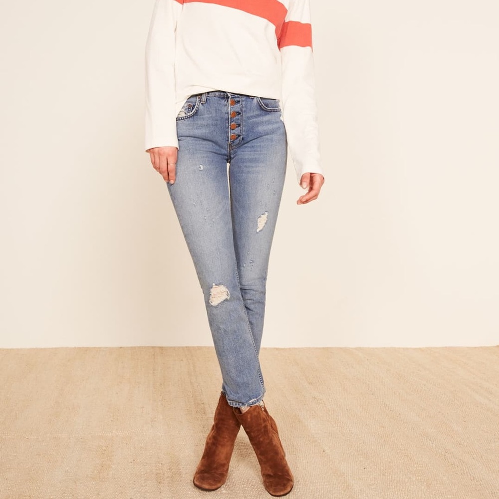 NWT Reformation Winona Mid Slim Jean w/ Button Fly